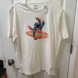 Old Navy Cream T-Shirt with Colorful Stitch Graphic